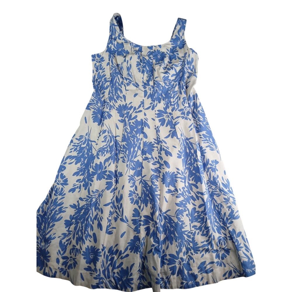 A New Day Dress Womens 17 Blue Floral Midi Flowy A-Line Summer Sundress NWT
